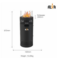GHP48 ALVA SHORT STAND CERAMIC LOG HEATER WITH LAVA ROCKS