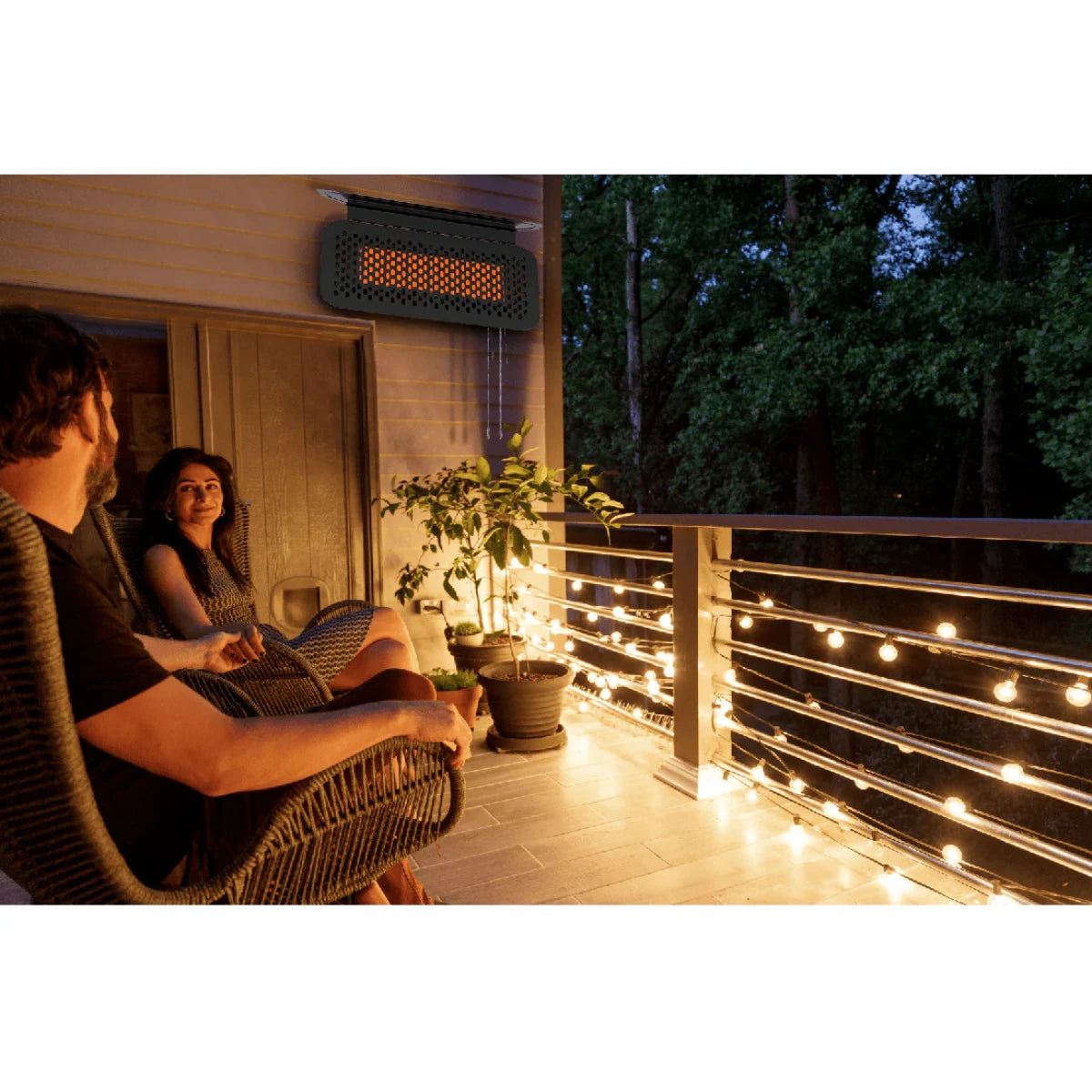 Alva GHP50 Black Wall-Mounted Gas Heater with Adjustable Bracket and Stainless Steel Mesh.