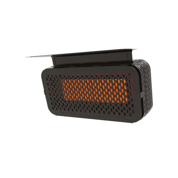 Alva GHP50 Black Wall-Mounted Gas Heater with Adjustable Bracket and Stainless Steel Mesh.