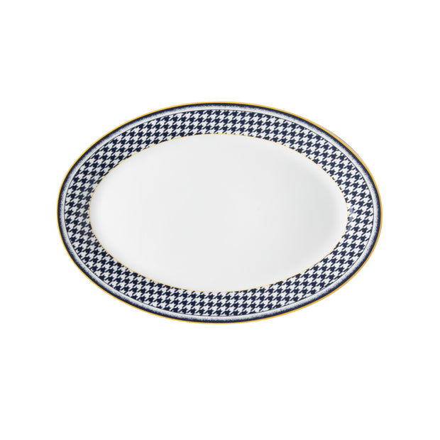 Galateo Blue Check Oval Platter