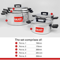 Galaxy 10 Piece Polished Cookware Set
