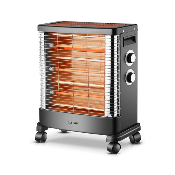 Goldair - 4 Bar 2400 Watt Quartz Heater with Wheels - Black GQH-1980