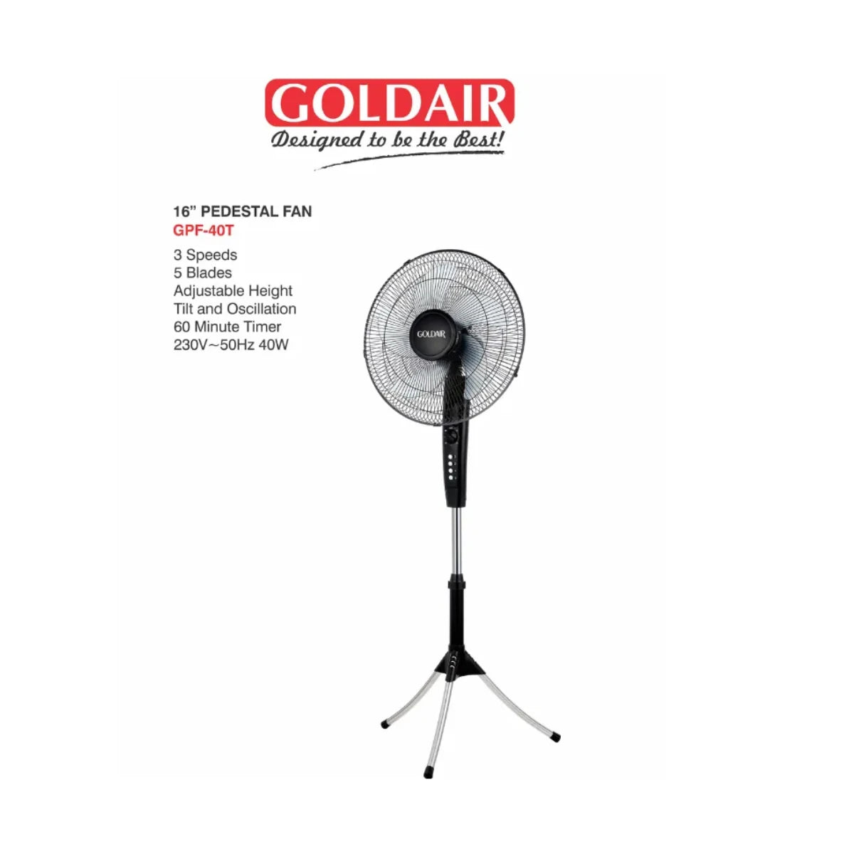 Goldair 40cm Pedestal Fan