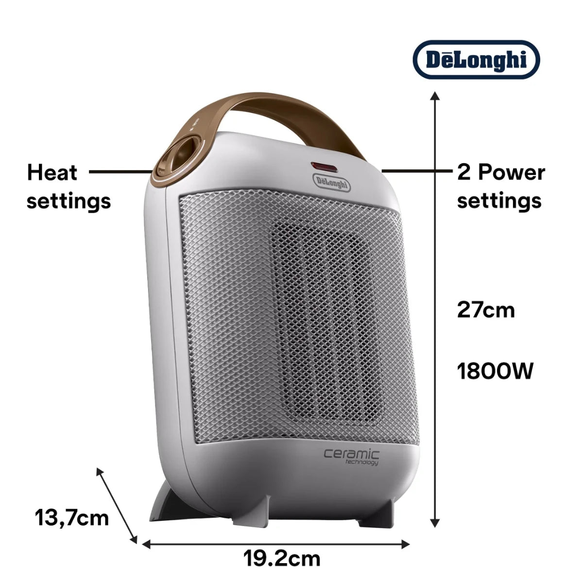 HFX3018.WH De'Longhi Capsule Ceramic Fan Heater (1800W)