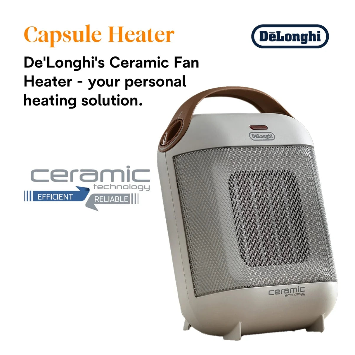 HFX3018.WH De'Longhi Capsule Ceramic Fan Heater (1800W)