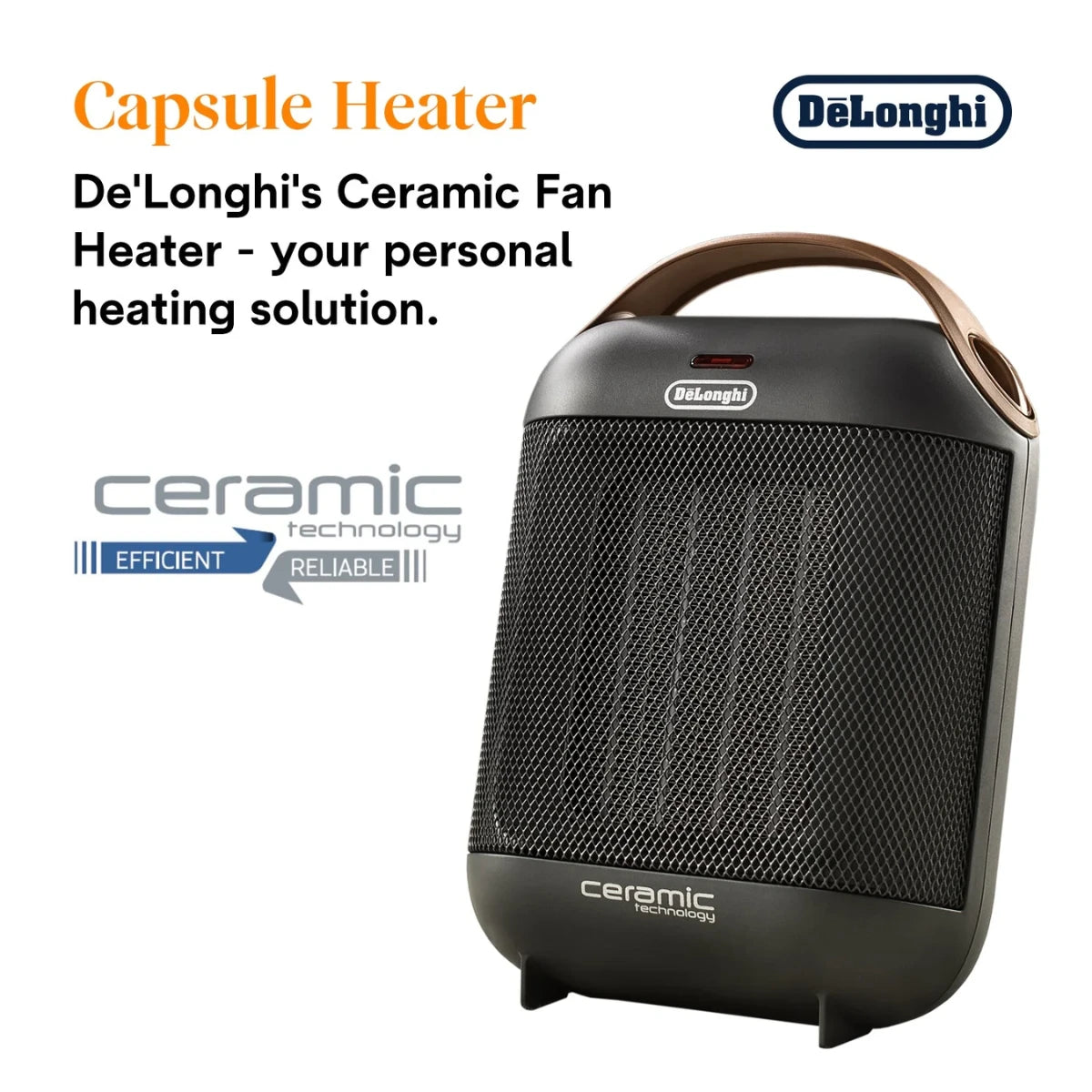 HFX30C18.AG De'Longhi Capsule Ceramic Fan Heater (1800W)