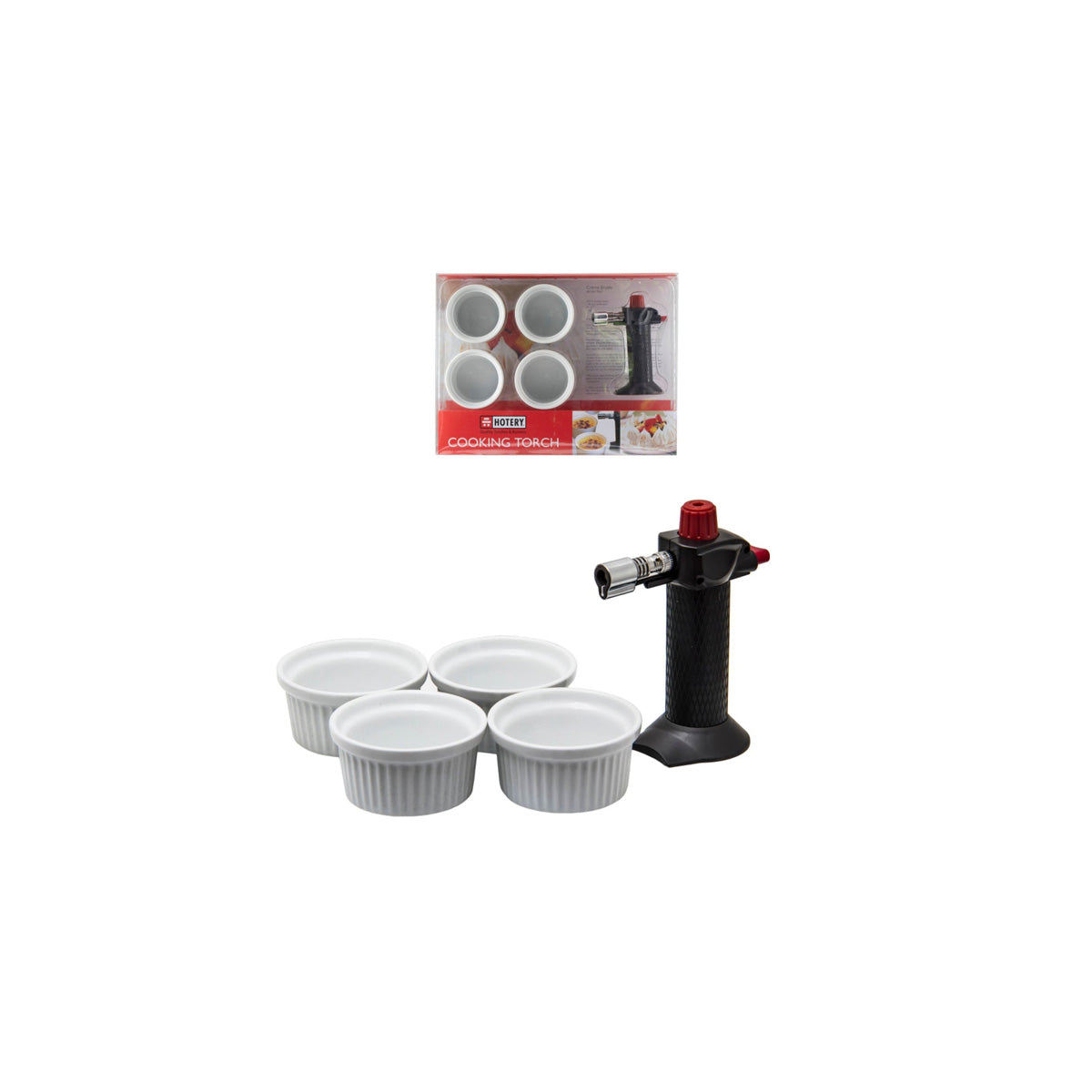 Hotery Chefs Torch With 4 Ramekins 5pce Gift Box Set