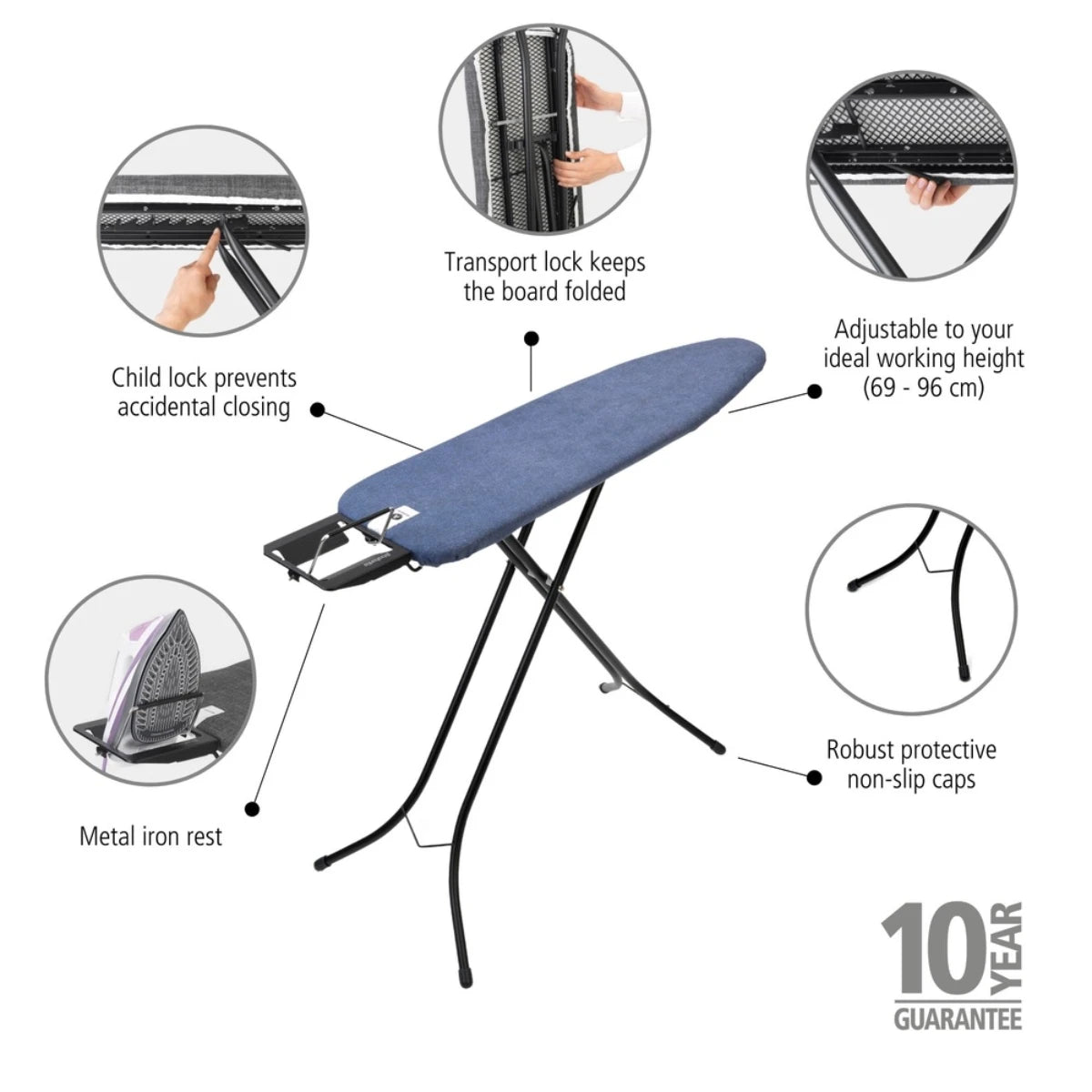 Brabantia Ironing Board 110x30cm (A) Steam Iron Rest