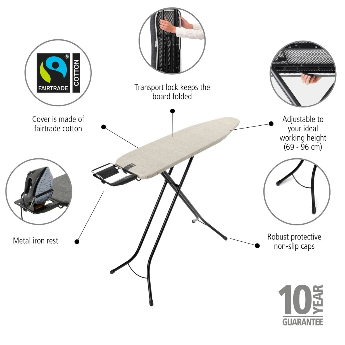 Brabantia Ironing Board 110x30cm (A) Steam Iron Rest