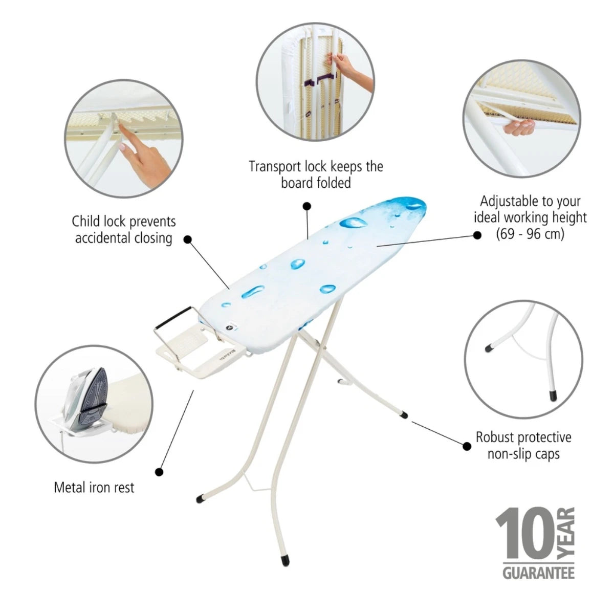 Brabantia Ironing Board 110x30cm (A) Steam Iron Rest