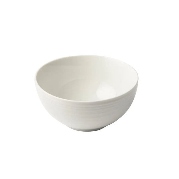 Jenna Clifford - Embossed Lines Cream White Cereal Bowl Set of 4