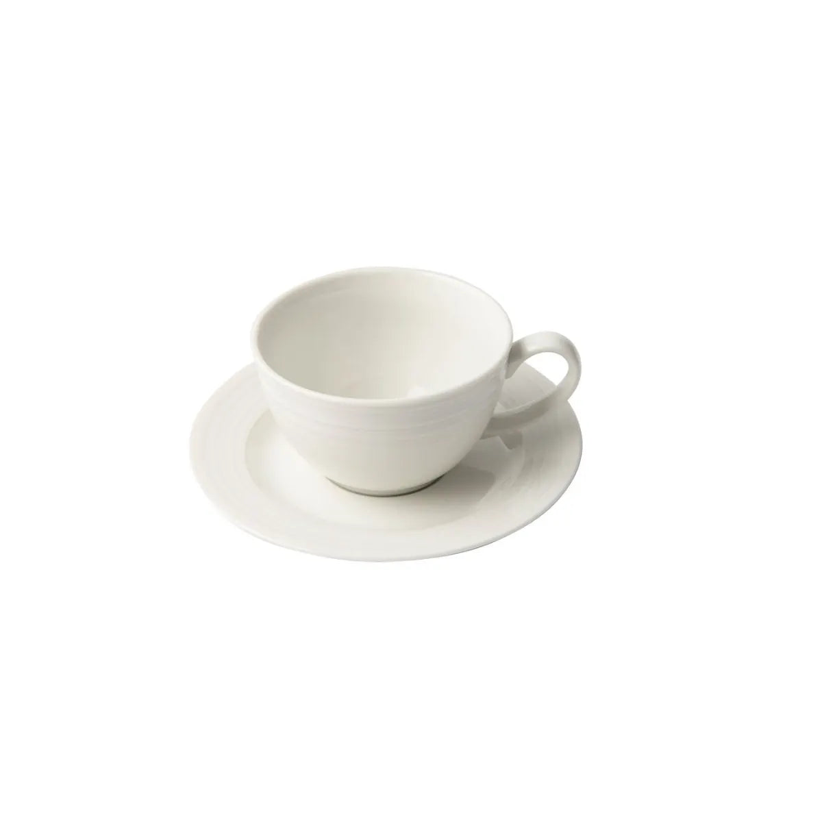 Jenna Clifford Embossed Lines Cup & Saucer - Cream White
