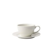Jenna Clifford Embossed Lines Cup & Saucer - Cream White