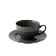 Jenna Clifford Embossed Lines Cup & Saucer - Dark Grey