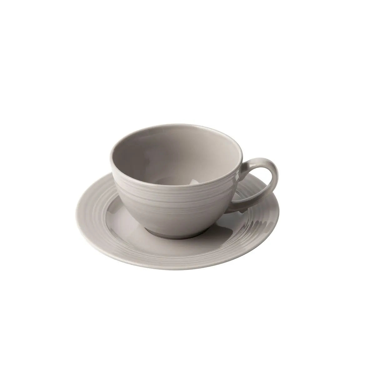 Jenna Clifford Embossed Lines Cup & Saucer - Light Grey