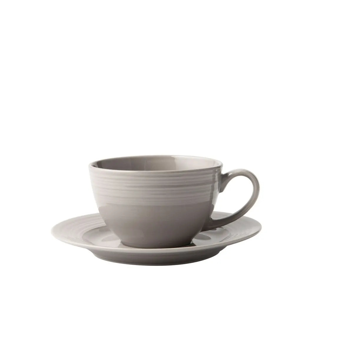 Jenna Clifford Embossed Lines Cup & Saucer - Light Grey