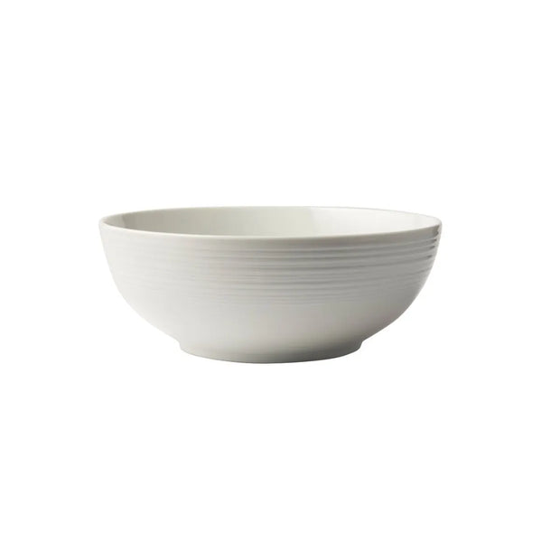 Jenna Clifford Embossed Lines Salad Bowl - Cream White