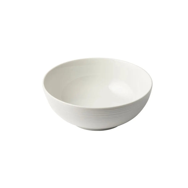 Jenna Clifford Embossed Lines Salad Bowl - Cream White