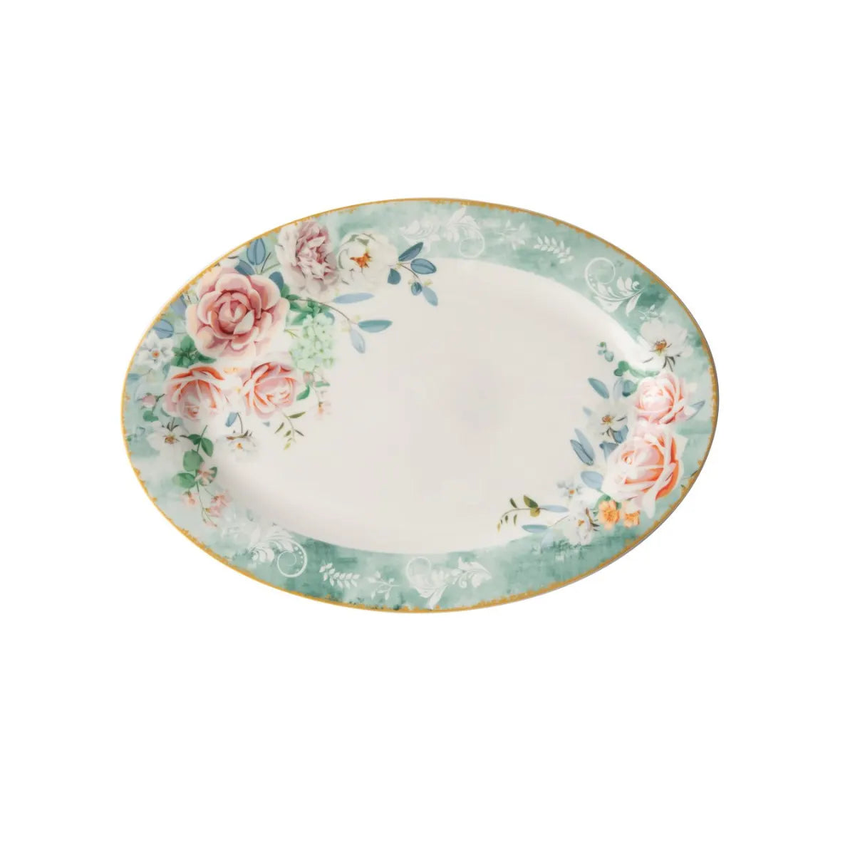 Jenna Clifford Green Floral Oval Platter