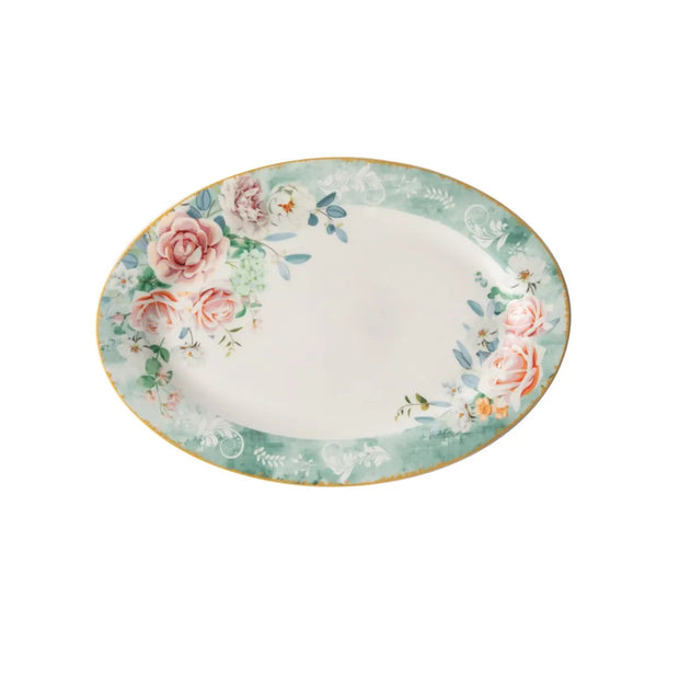 Jenna Clifford Green Floral Oval Platter
