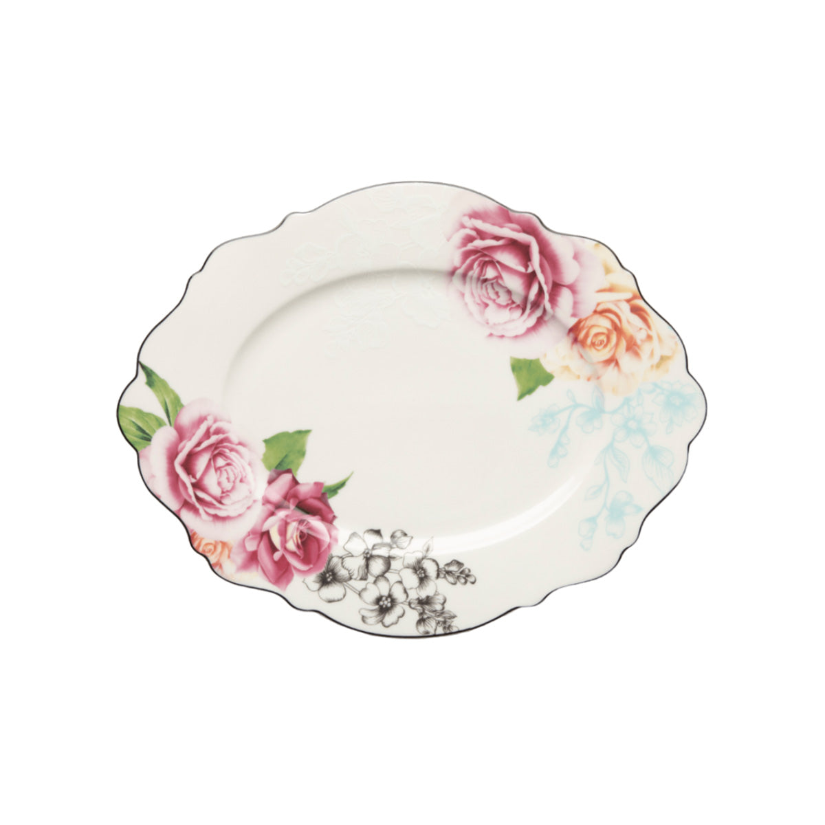 Jenna Cifford Wavy Rose Oval Platter 35cm