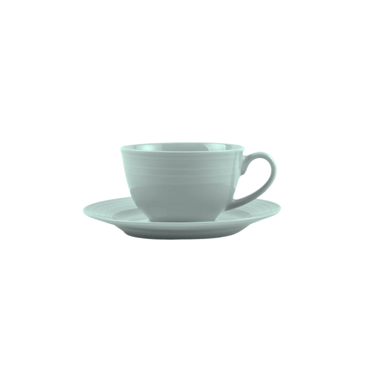Jenna Clifford Embossed Lines Duck Egg Cup & Saucer