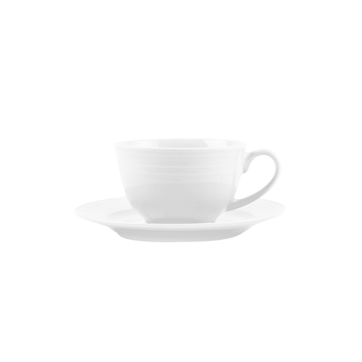 Jenna Clifford Embossed Lines Whisper White Cup & Saucer Set of 4