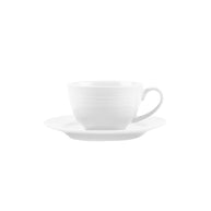 Jenna Clifford Embossed Lines White Cup & Saucer Set of 4