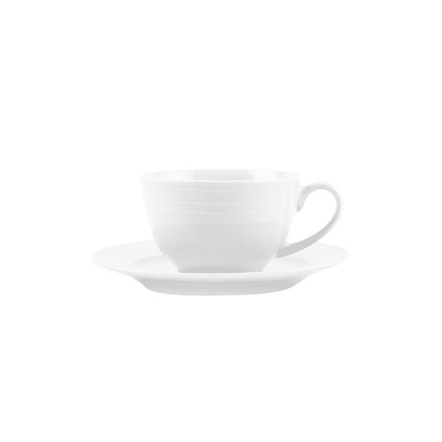Jenna Clifford Embossed Lines Whisper White Cup & Saucer Set of 4