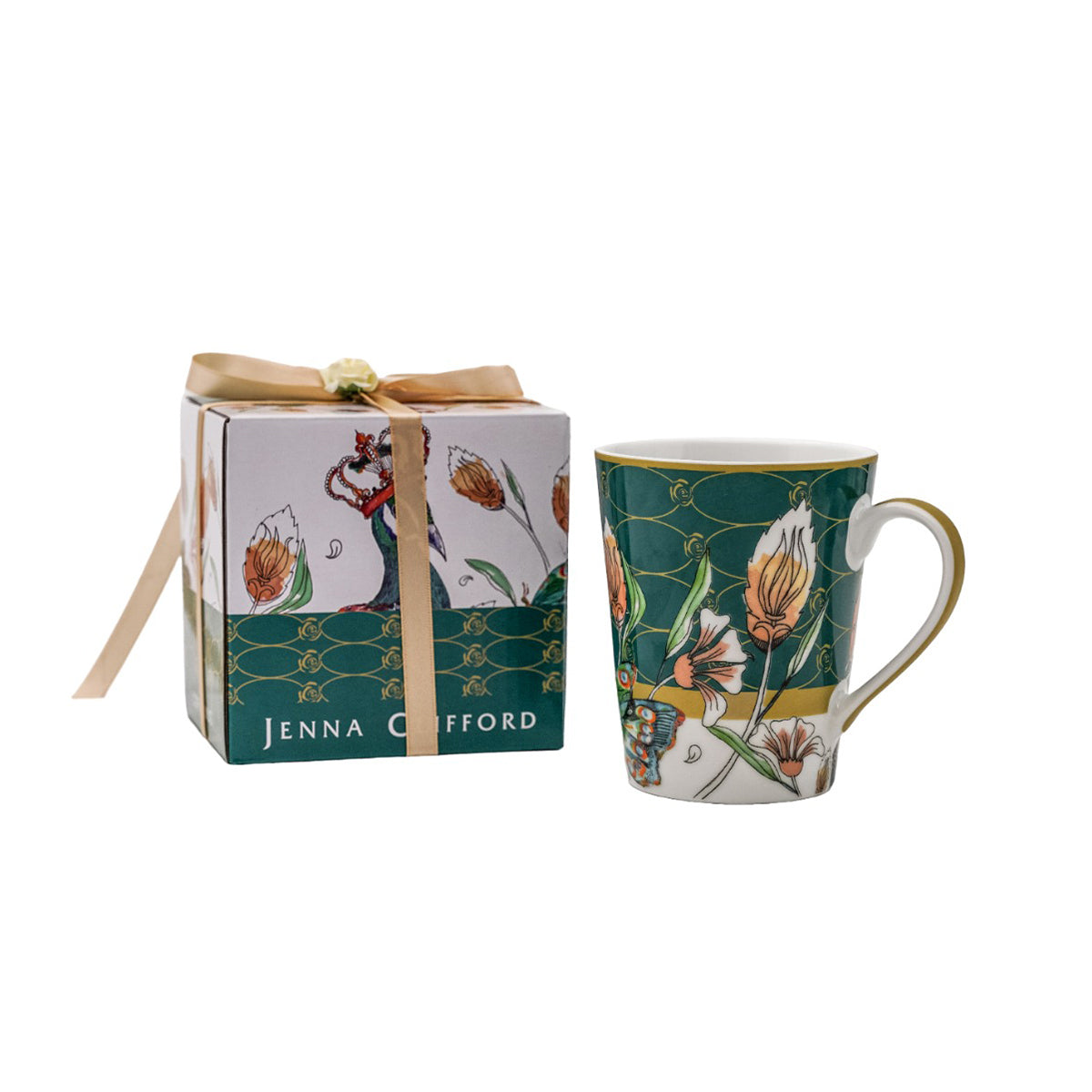 Jenna Clifford Peacock Green Coffee Mug In Gift Box