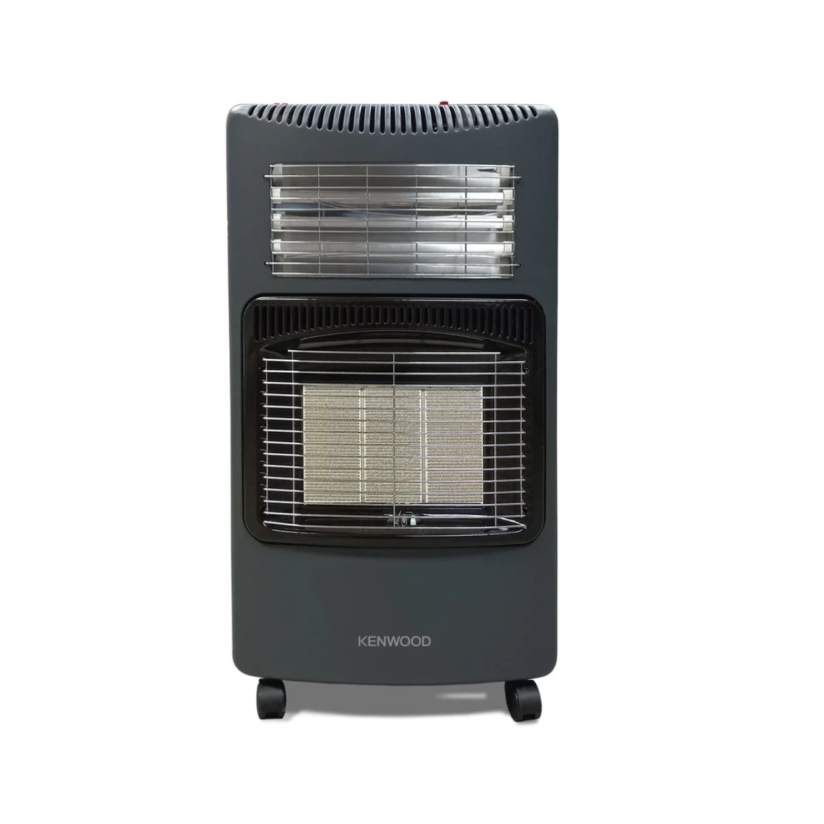 Kenwood black hybrid heater with 3 gas panels and 3 electric quartz bars