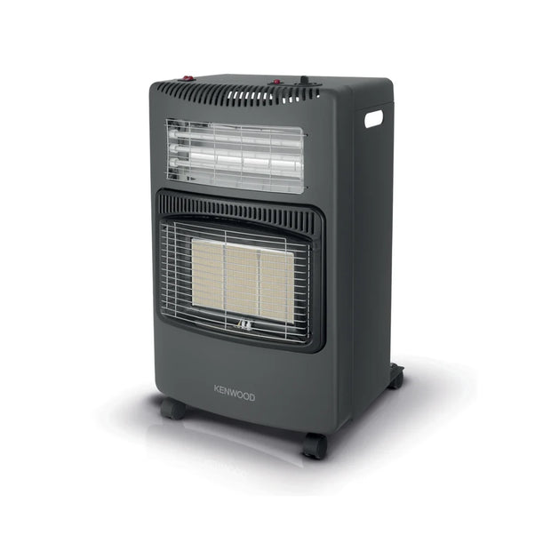 Kenwood black hybrid heater with 3 gas panels and 3 electric quartz bars