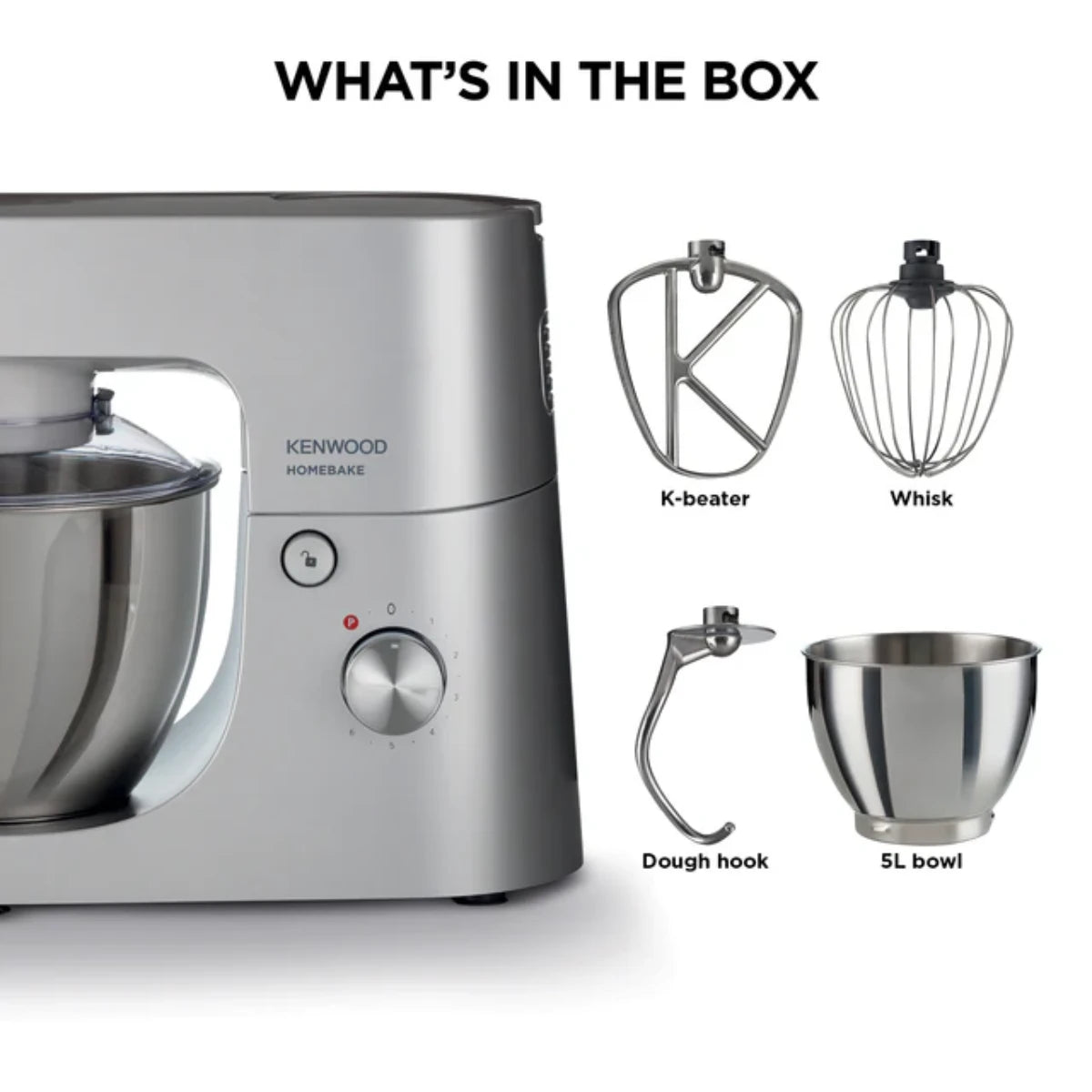 Kenwood Homebake 5L Stand Mixer Silver - KHH01.000SI