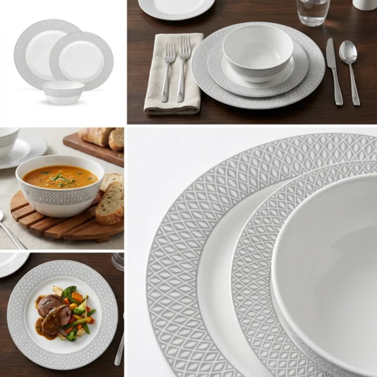 Velvett Dinner Set 12pc - Tudor Grey