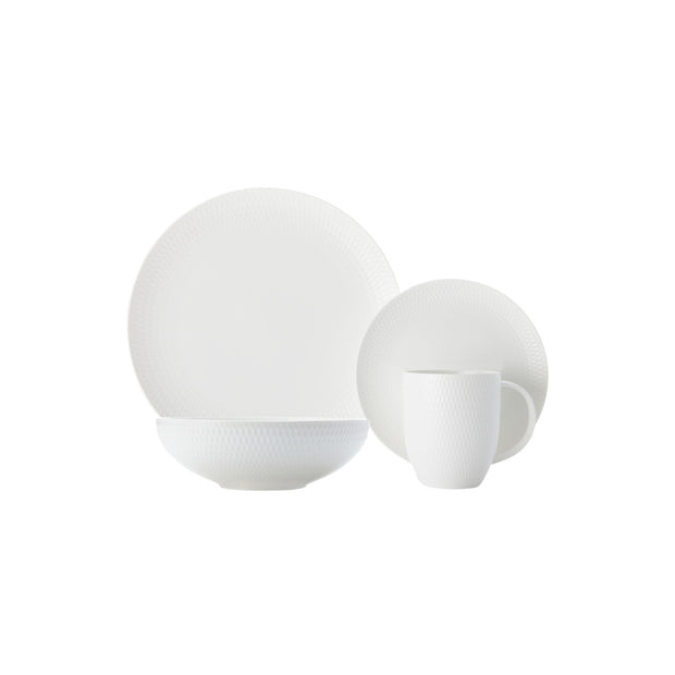 Maxwell & Williams White Basics Diamonds Round Dinner Set 16pc