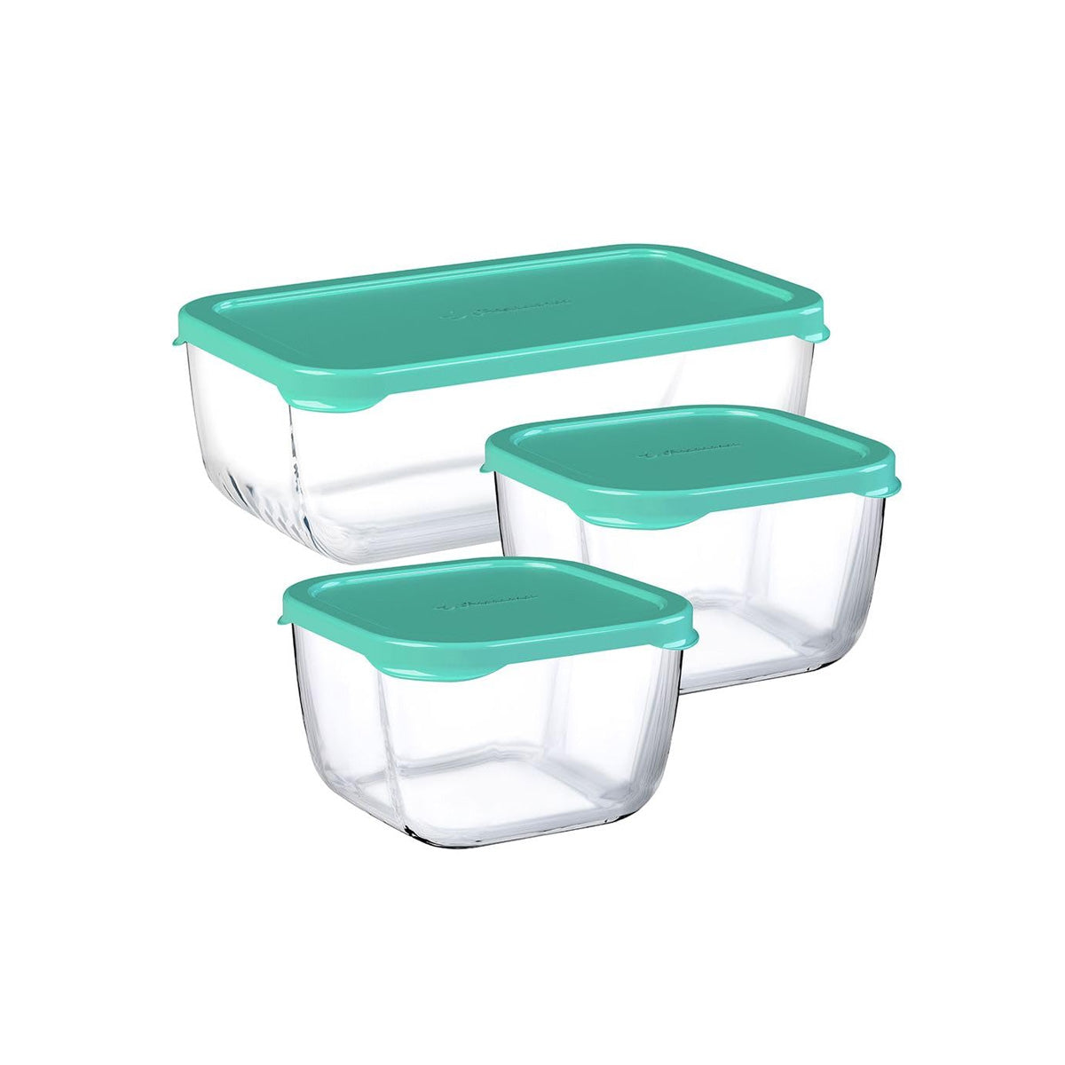 Pasabahce Snowbox Storage Container - Green Lids 3pc