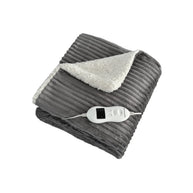 Pure Pleasure PHP006 Striped Grey Flannel Fleece Heated Throw Overblanket with Digital Controller.