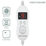 Pure Pleasure PHP006 Striped Grey Flannel Fleece Heated Throw Overblanket with Digital Controller.