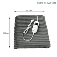 Pure Pleasure PHP006 Striped Grey Flannel Fleece Heated Throw Overblanket with Digital Controller.