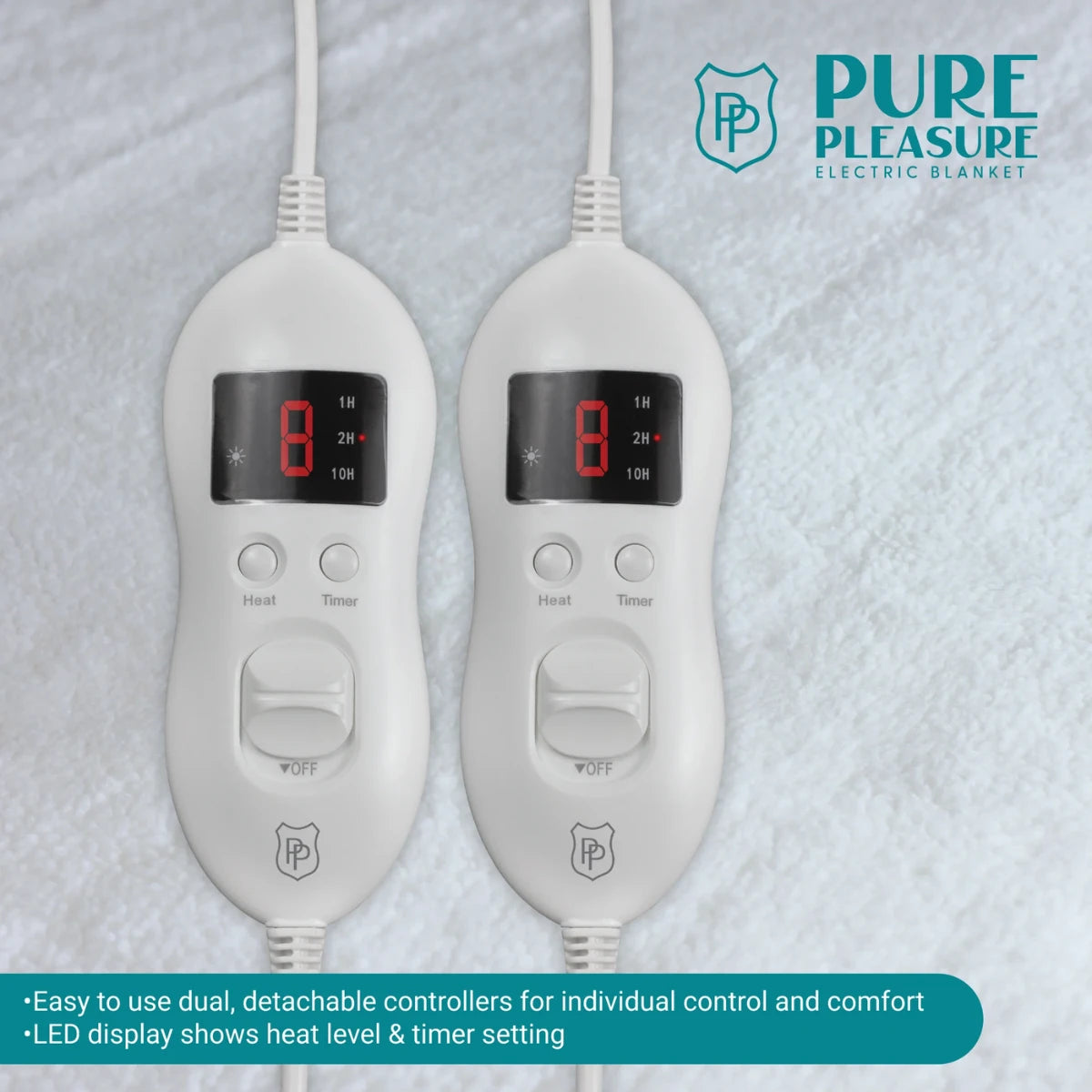 Pure Pleasure Fullfit Sherpa Fleece Electric Blanket With Elastic