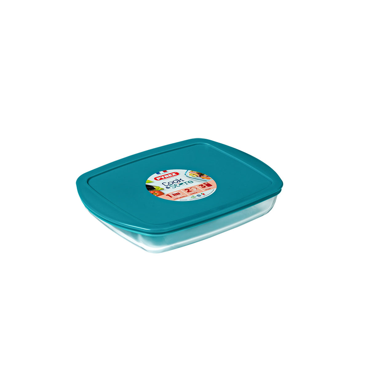 Pyrex Cook & Store Shallow Rect Dish Wth Lid 0.8L