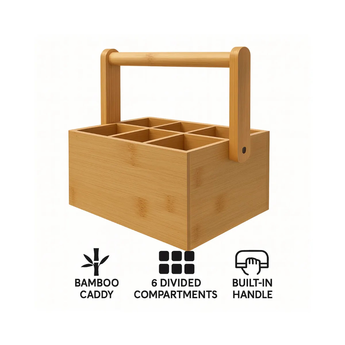 Regent Bamboo Caddy 6-Compartment With Handle