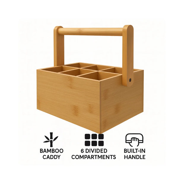 Regent Bamboo Caddy 6-Compartment With Handle