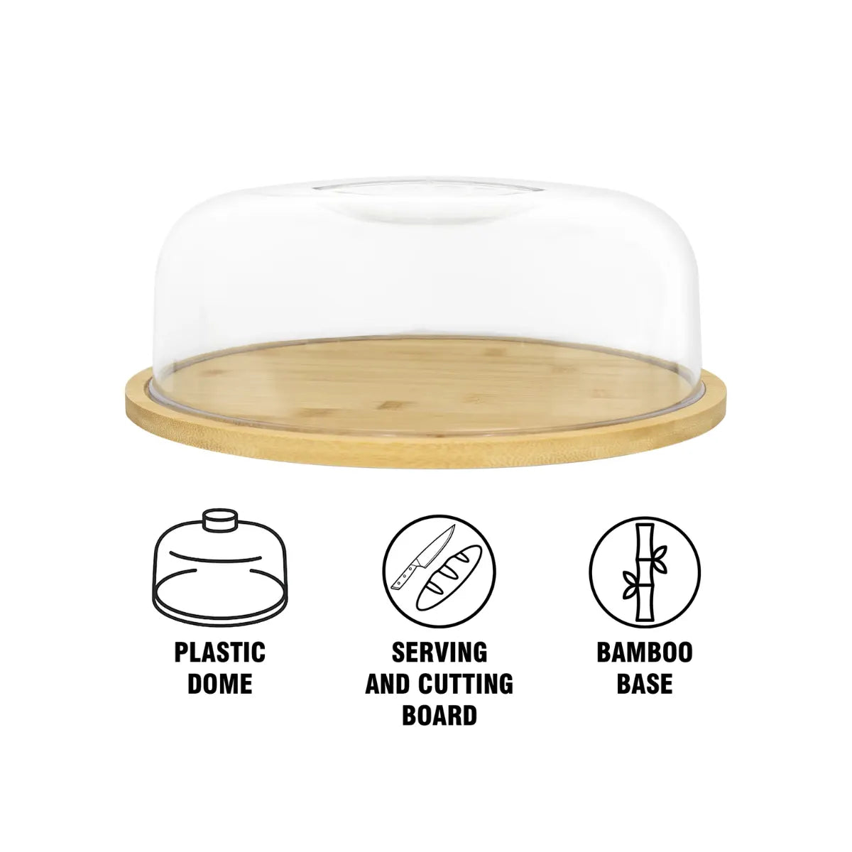 Regent Bamboo Reversible Cutting/Serving Board with Dome Cover - 280mm