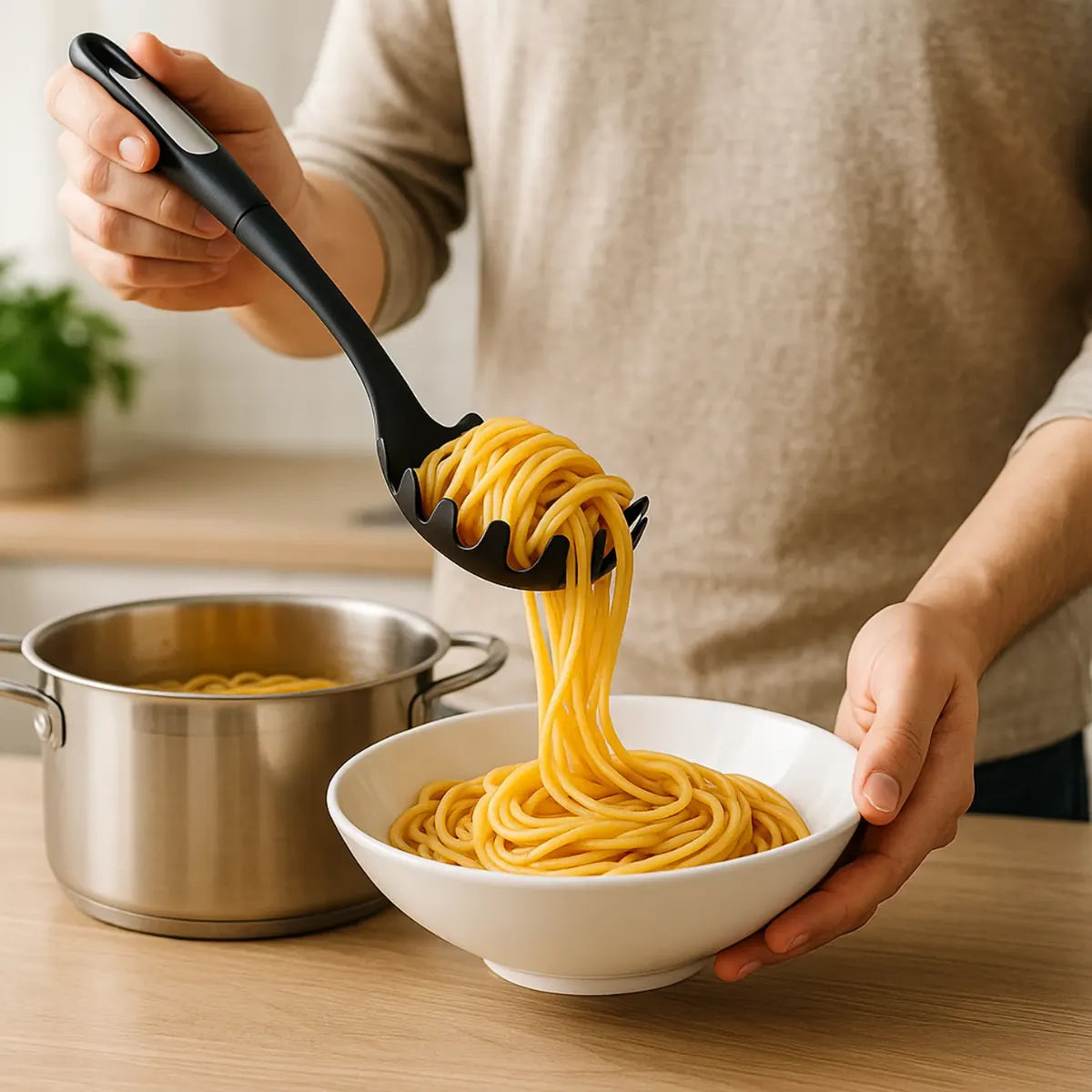 Regent Premium Spaghetti Serving Spoon Black Nylon With Handle 350mm