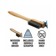 Regent Wooden Wire Brush with Griddle Scraper