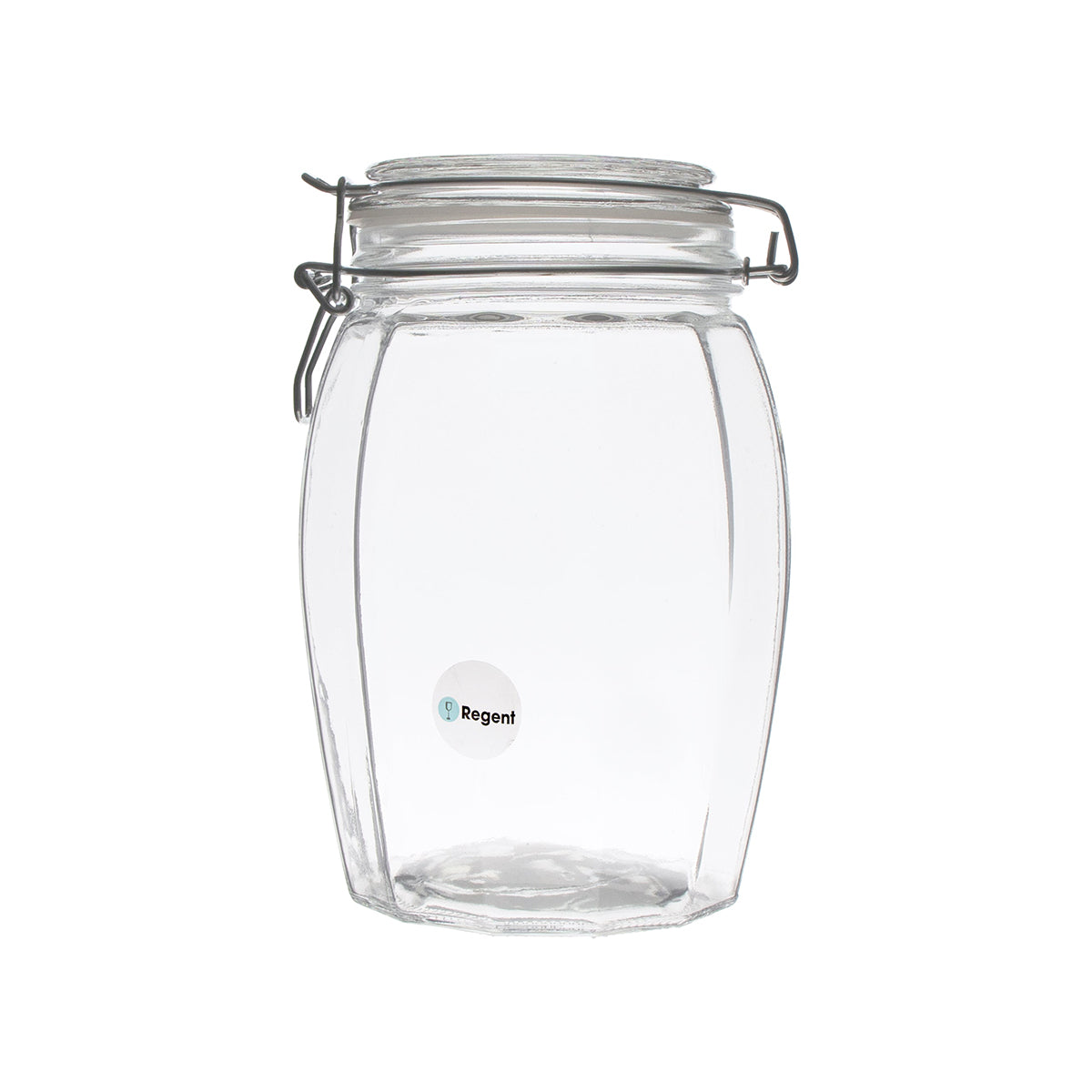 Regent Faceted Hermetic Glass Canister With Clip Seal And Glass Lid