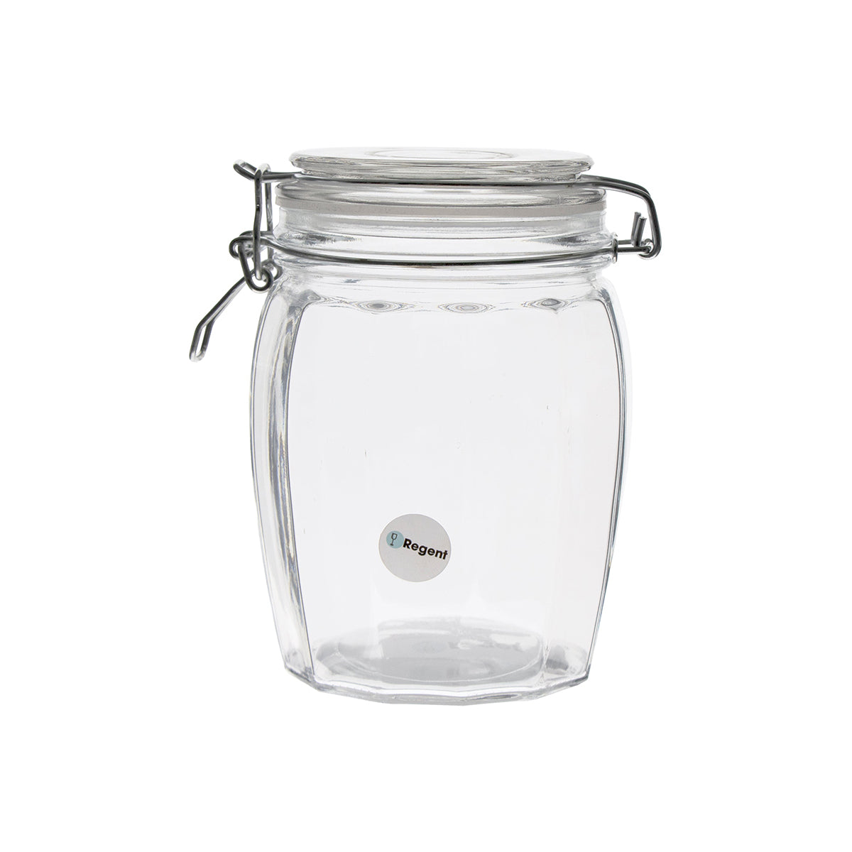 Regent Faceted Hermetic Glass Canister With Clip Seal And Glass Lid