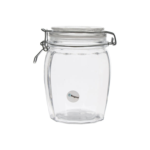 Regent Faceted Hermetic Glass Canister With Clip Seal And Glass Lid