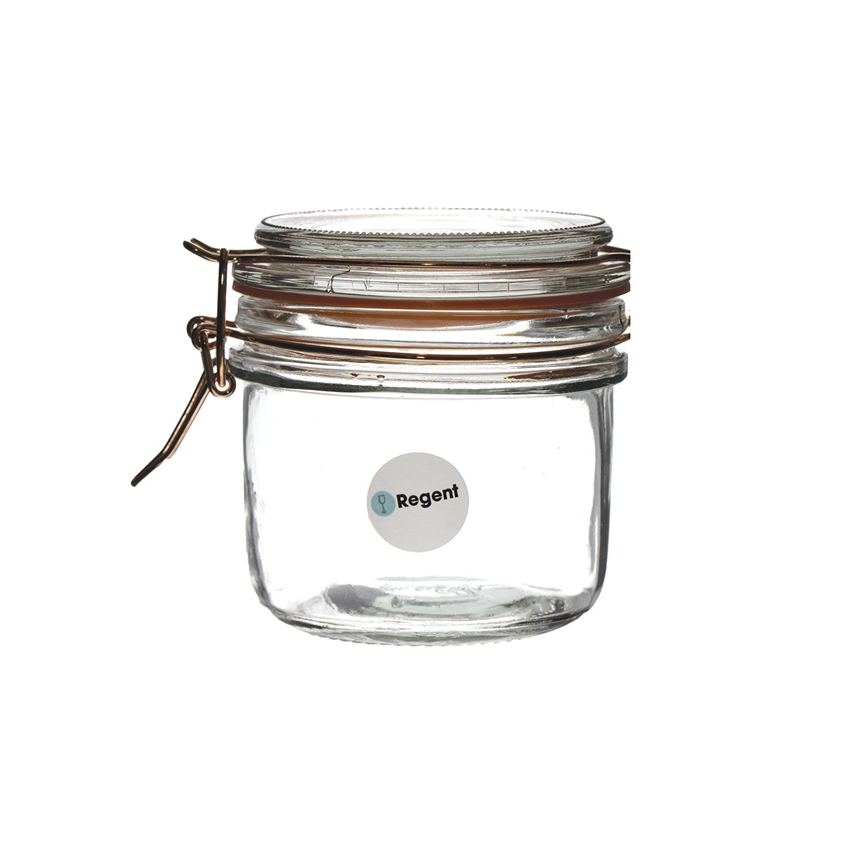 Regent Glass Round Hermetic Jars With Rose Gold Clip 6 Pack - 200ml